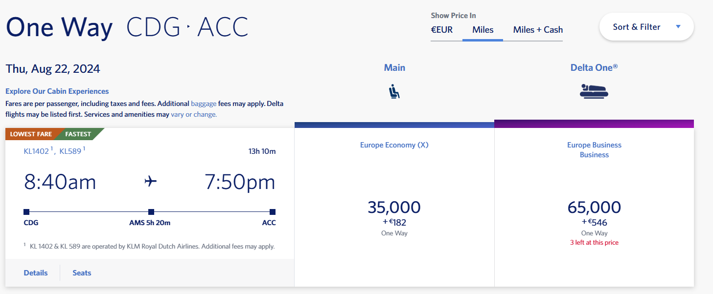 Search for partner flights via Delta’s website